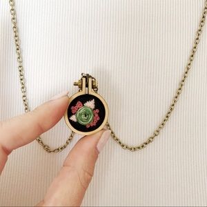 Handmade // Embroidered Flower Pendant